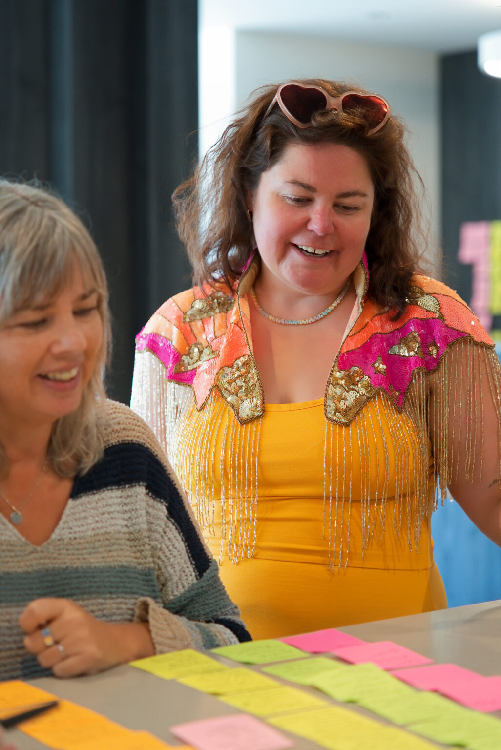 Crystal Adair-Benning working through a chapter map with a writer