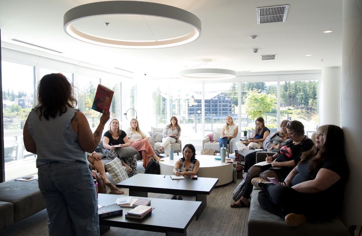 A full room of writers at a mini Createcation in Victoria BC